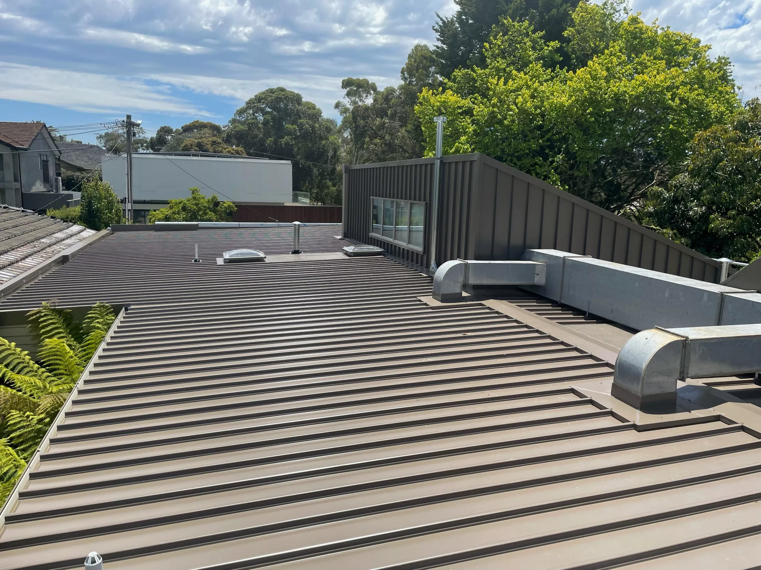 Close-up image of a Colorbond roof after restoration