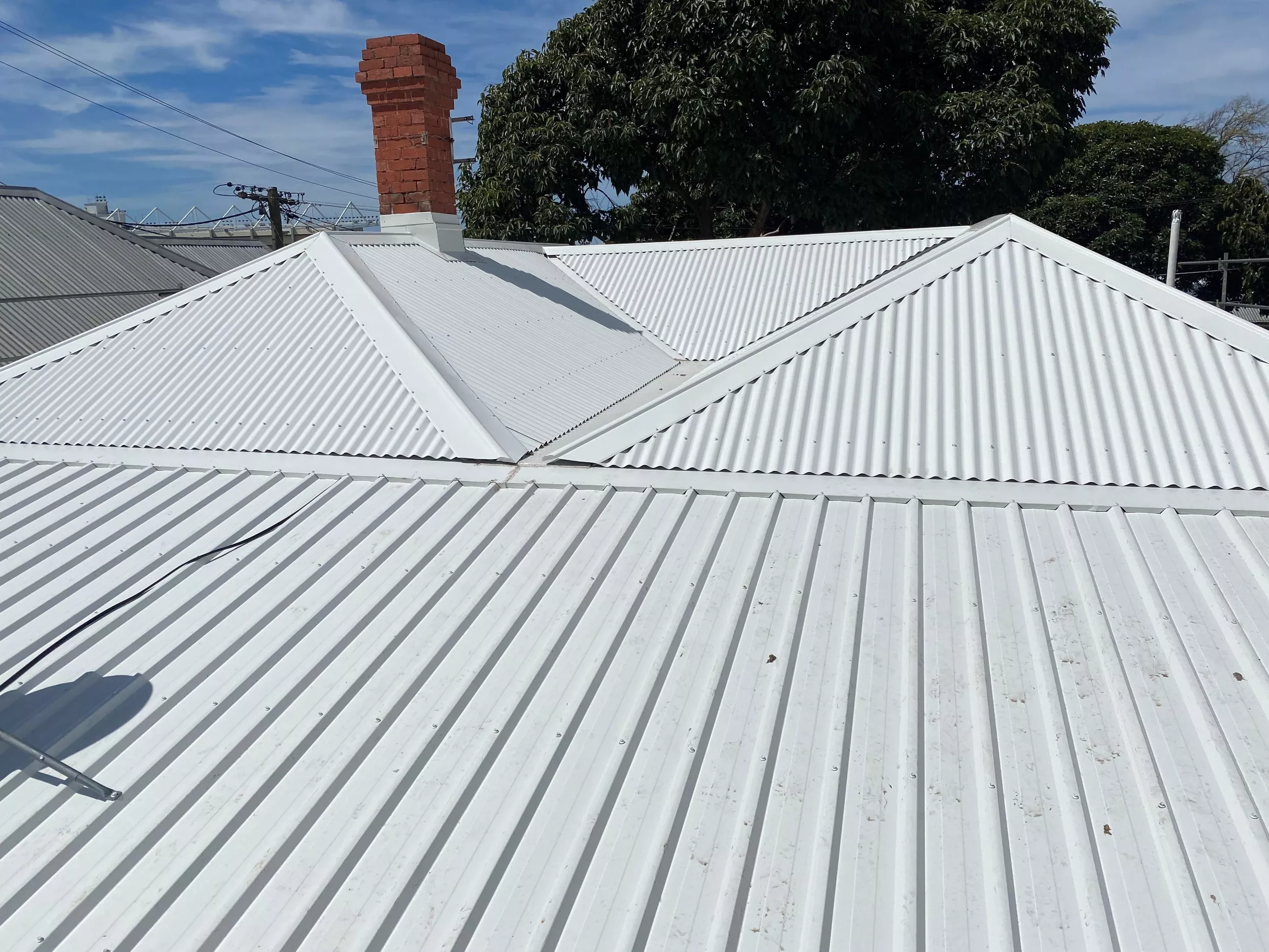 Detailed view of a freshly restored Colorbond roof